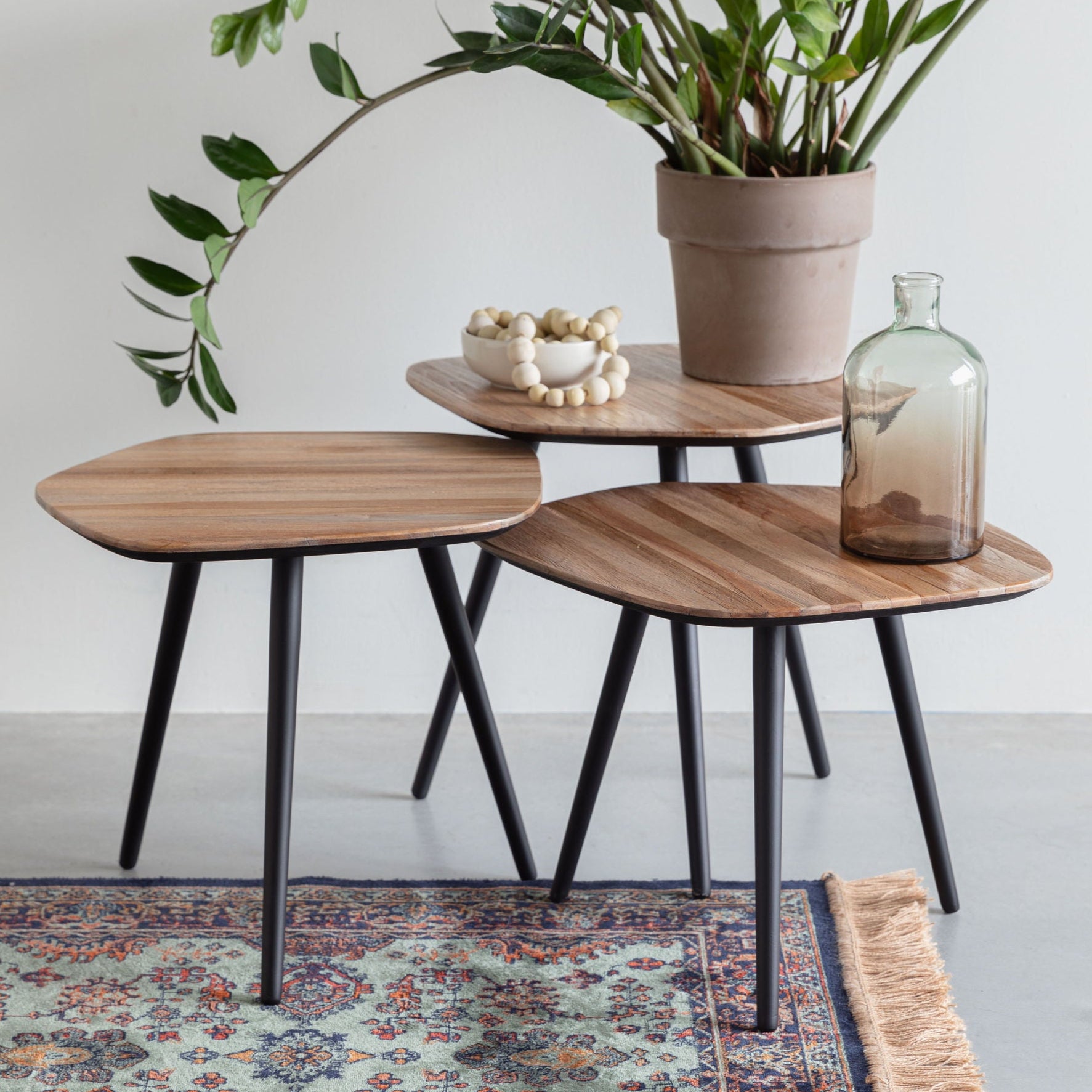 Set Of 3 Cuties Brown Wood Coffee Tables Nest